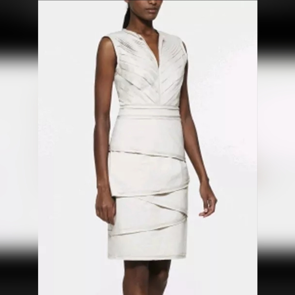 $258 BCBG VAPOR (SLP6M012) TIERED SLEEVELESS COTTON DRESS NWT 8